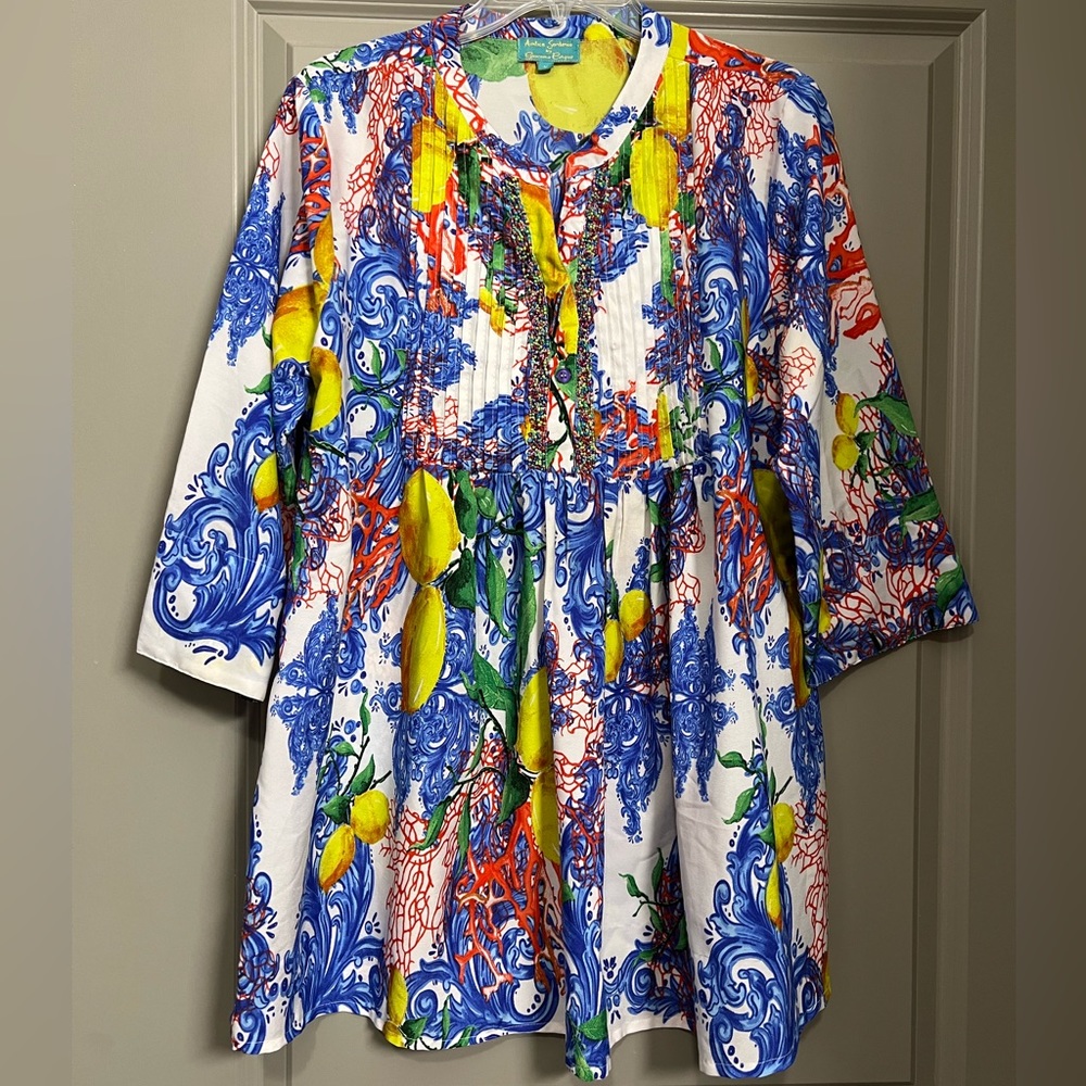 Antica Santoria by Giacomo Cinque Swimsuit Cover Up Tunic Top Size L